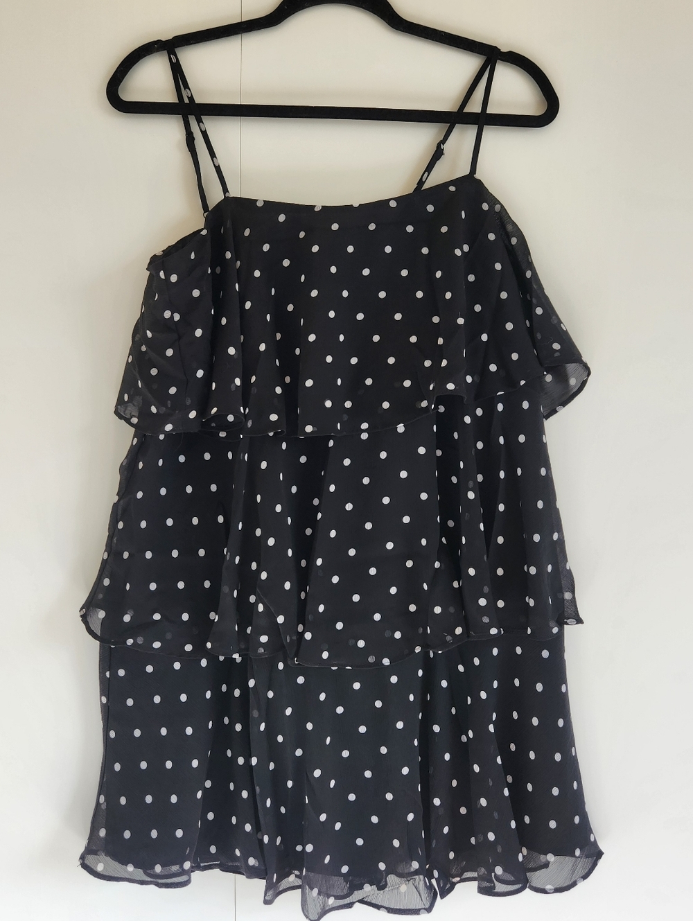 A New Day Polka Dot Tiered Dress Black White Ruffle Layered NWT